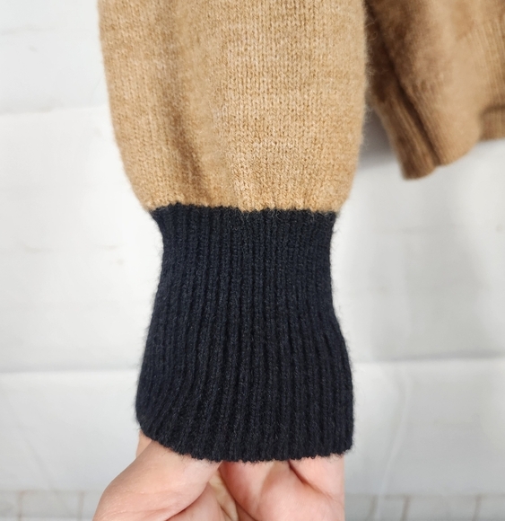 Nanette Lepore Preppy Casual Workwear Twofer Knit Sweater Blouse Camel/Tan XS - Picture 11 of 13